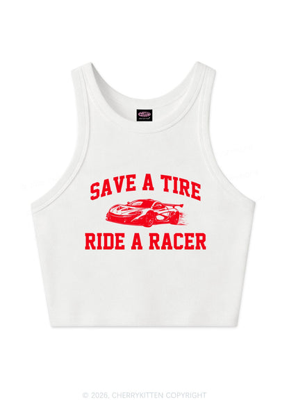 Save A Tire Ride A Racer Y2K Crop Tank Top Cherrykitten