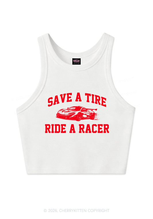 Save A Tire Ride A Racer Y2K Crop Tank Top Cherrykitten