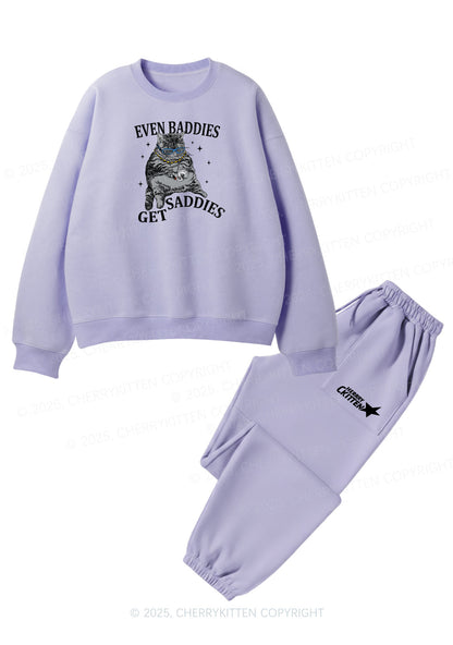 Even Baddies Get Saddies Y2K Fleece Sweatshirts Set Cherrykitten