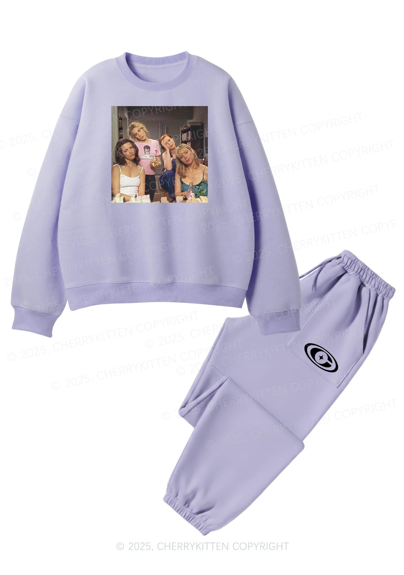 Girl Puzzled Y2K Fleece Sweatshirts Set Cherrykitten