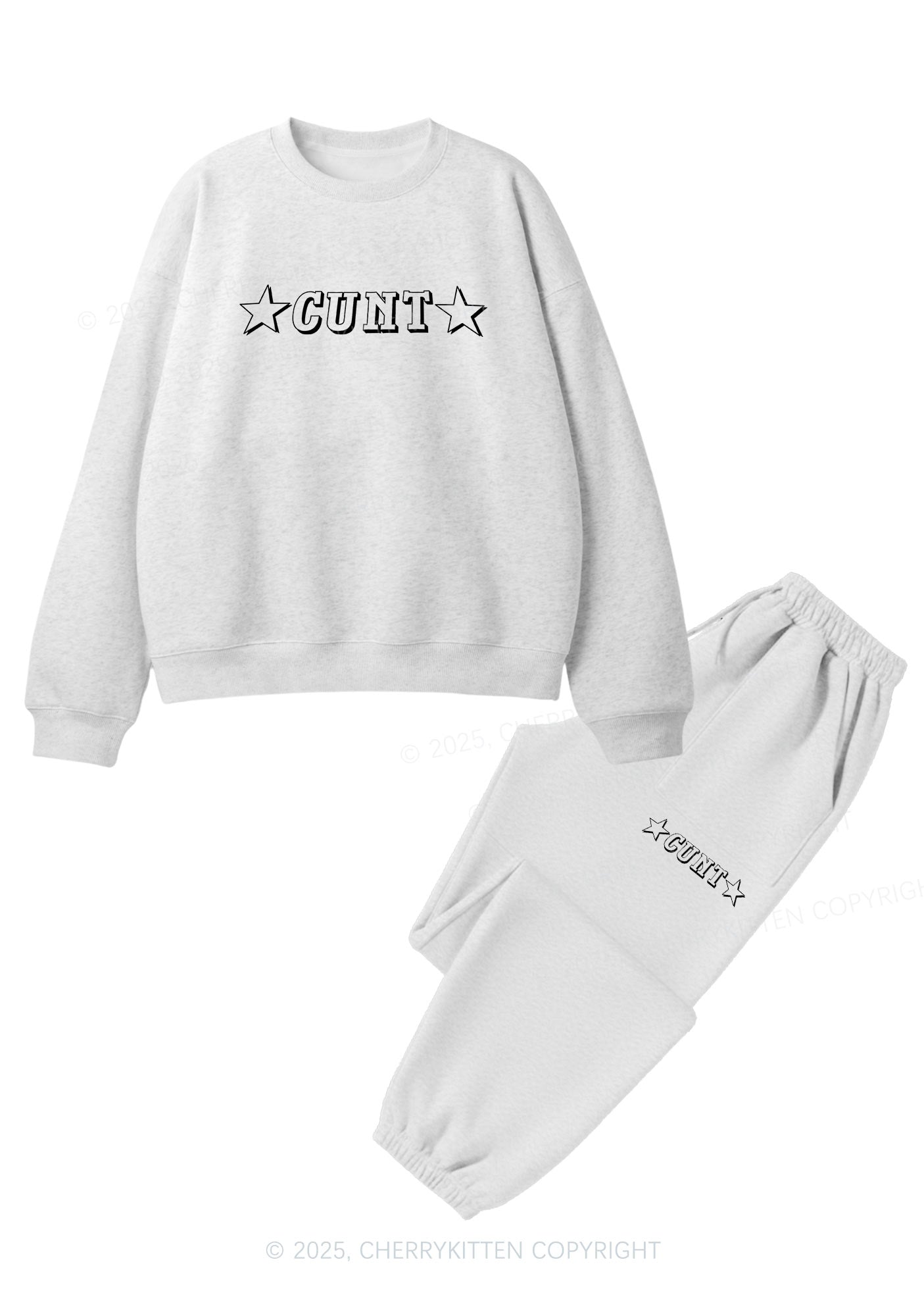 Star Count Y2K Fleece Sweatshirts Set Cherrykitten