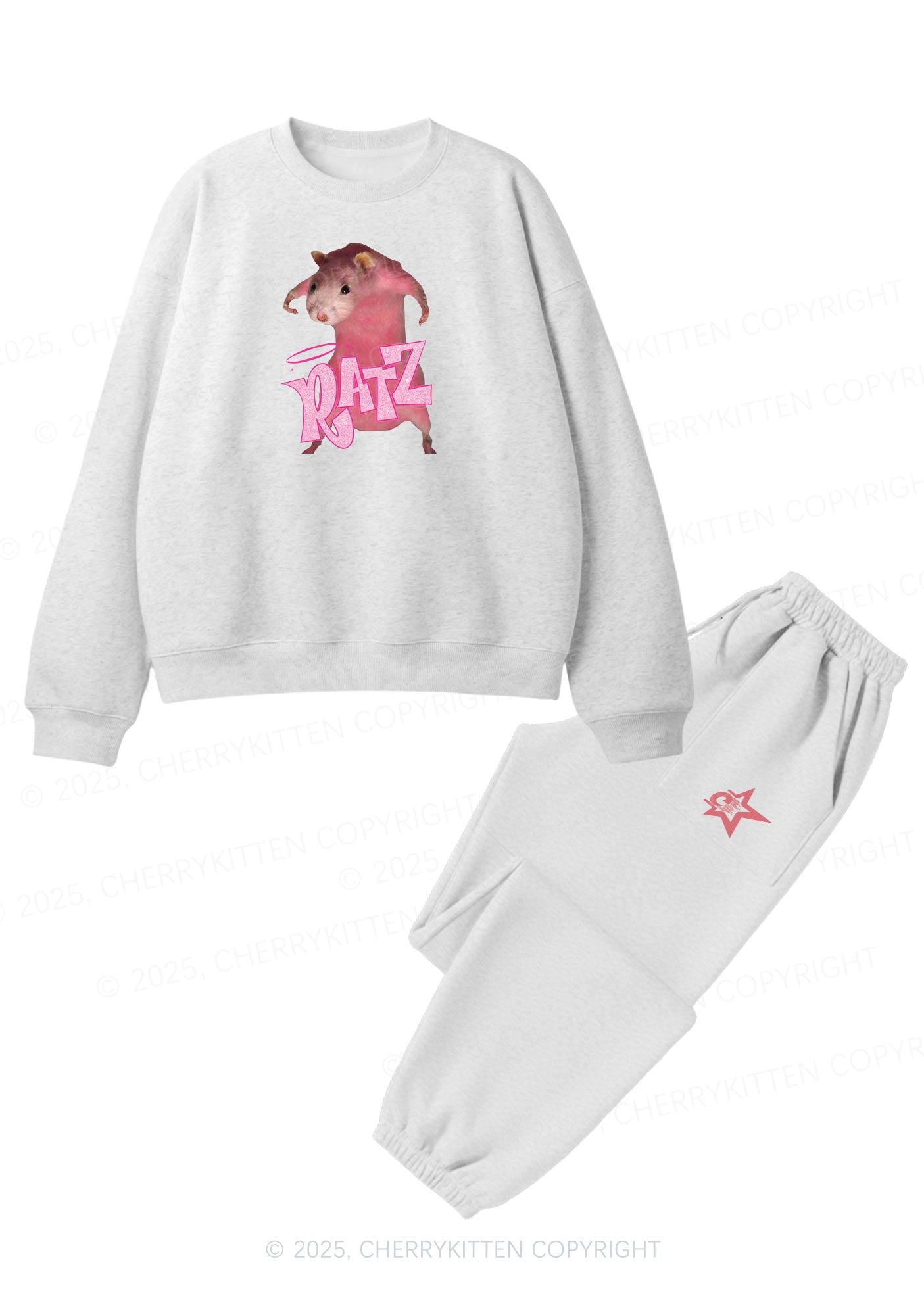 Pink Ratz Y2K Fleece Sweatshirts Set Cherrykitten