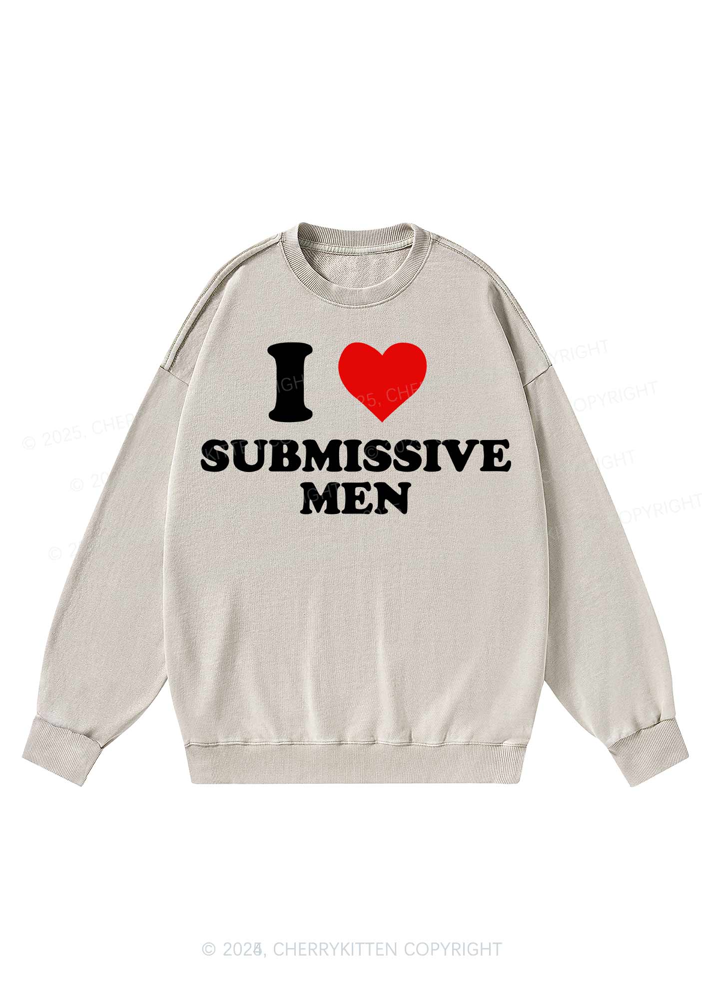 I Love S Men Y2K Washed Sweatshirts Cherrykitten