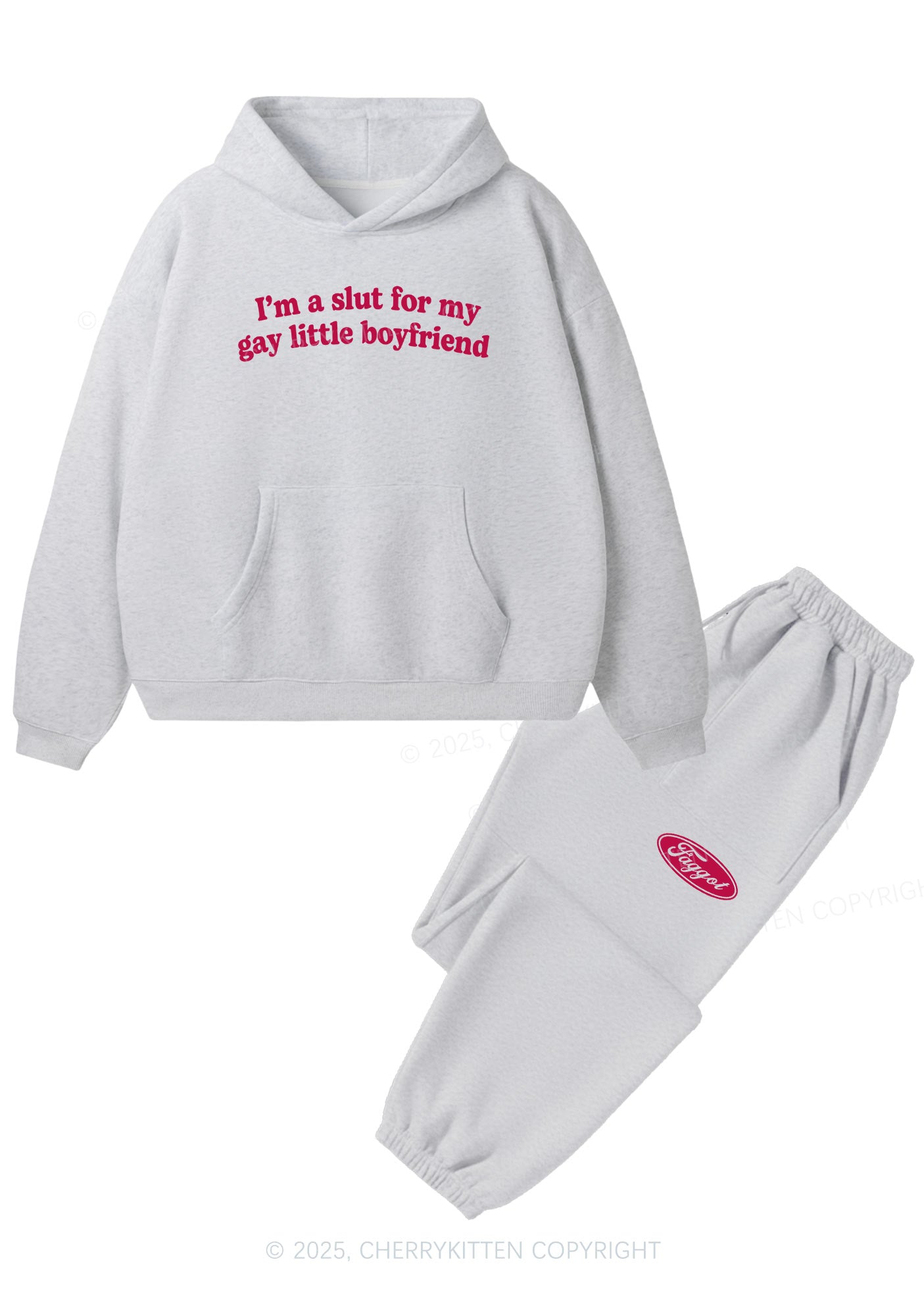 Slxt For My Gay BF Y2K Fleece Hoodie Set Cherrykitten
