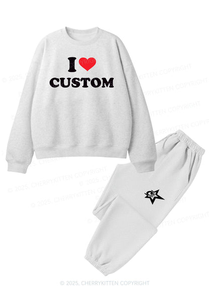 I Love Custom Personalized Y2K Fleece Sweatshirts Set Cherrykitten