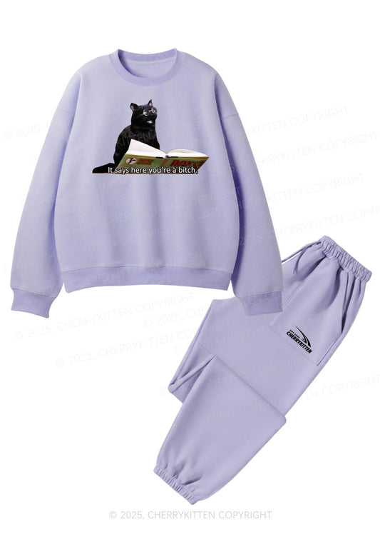 It Says Here Youre A Bixxh Y2K Fleece Sweatshirts Set Cherrykitten