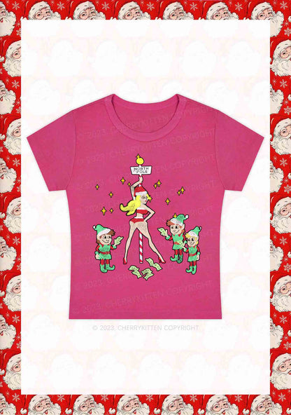 North Pole Dancing Christmas Girl Y2K Baby Tee Cherrykitten