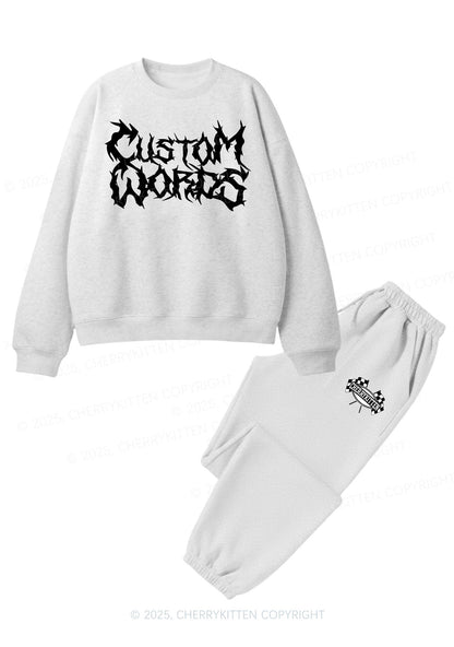 Custom Text Punk Font Y2K Fleece Sweatshirts Set Cherrykitten