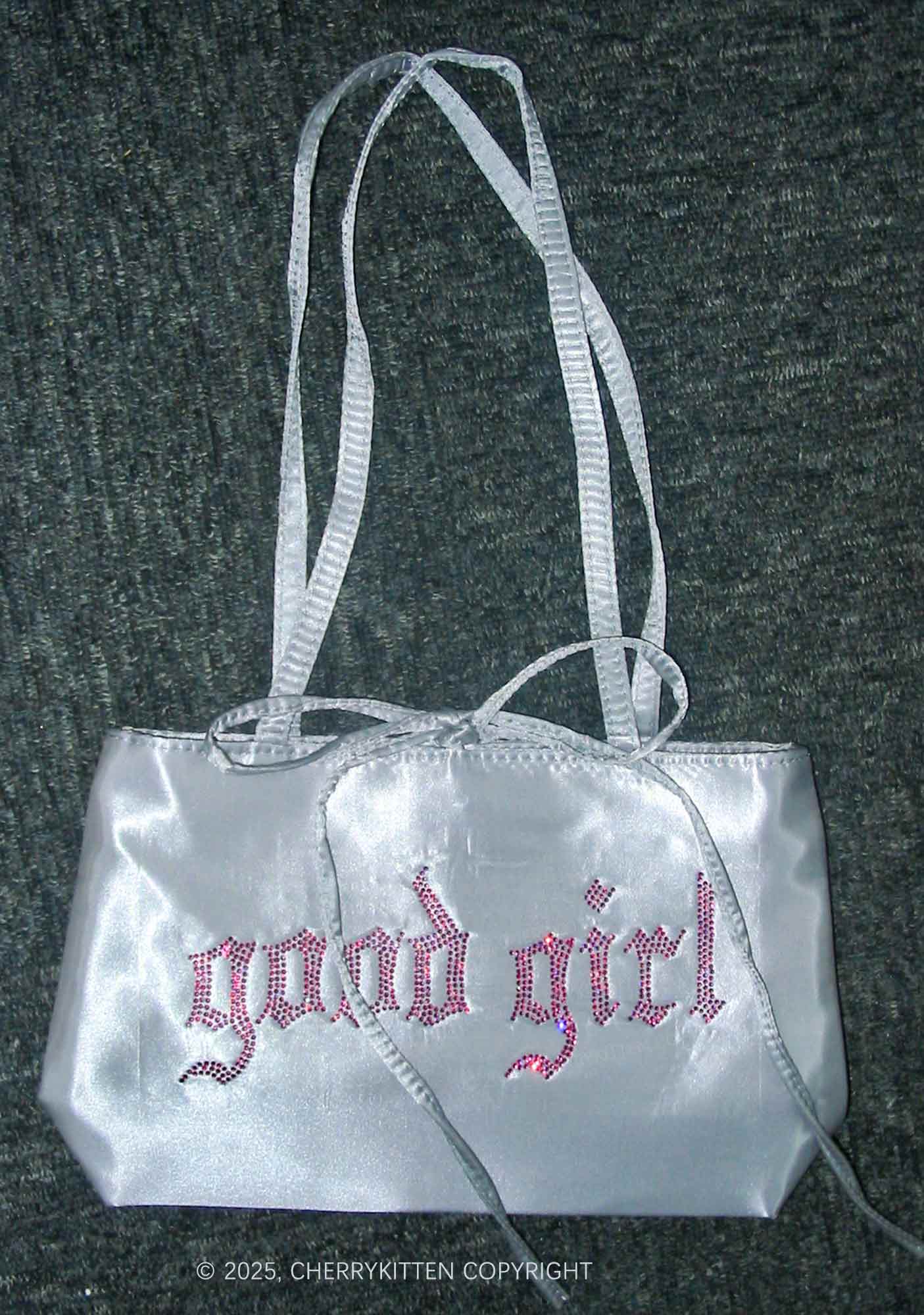 Rhinestone Good Girl Y2K Satin Bags Cherrykitten