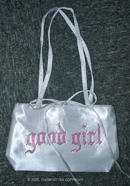 Rhinestone Good Girl Y2K Satin Bags Cherrykitten