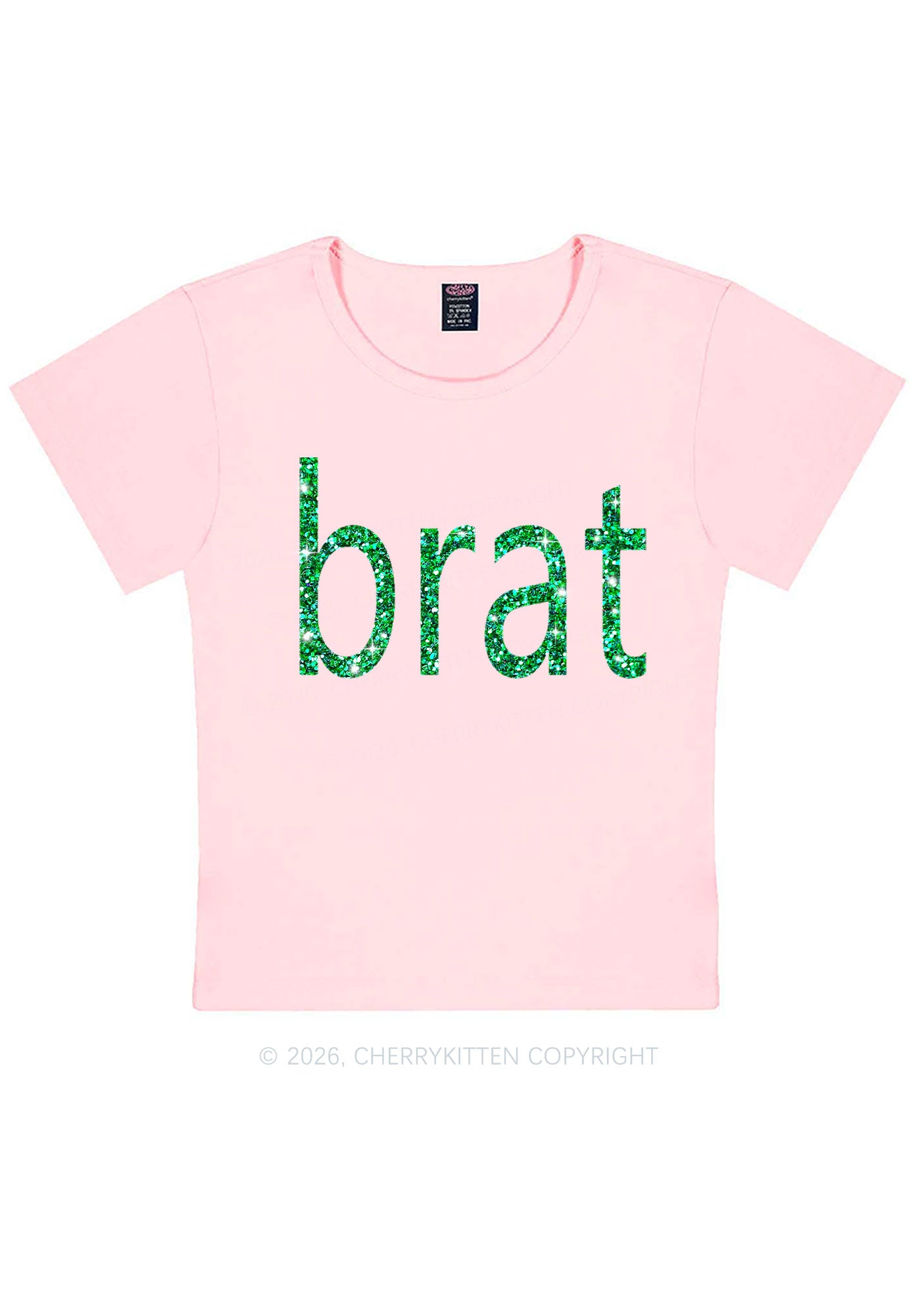 Glitter Green Brat Y2K Baby Tee Cherrykitten