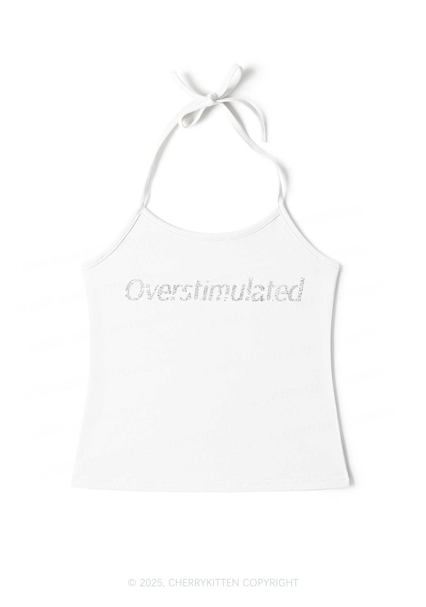 Rhinestone Overstimulated Y2K Halter Neck Cami Cherrykitten