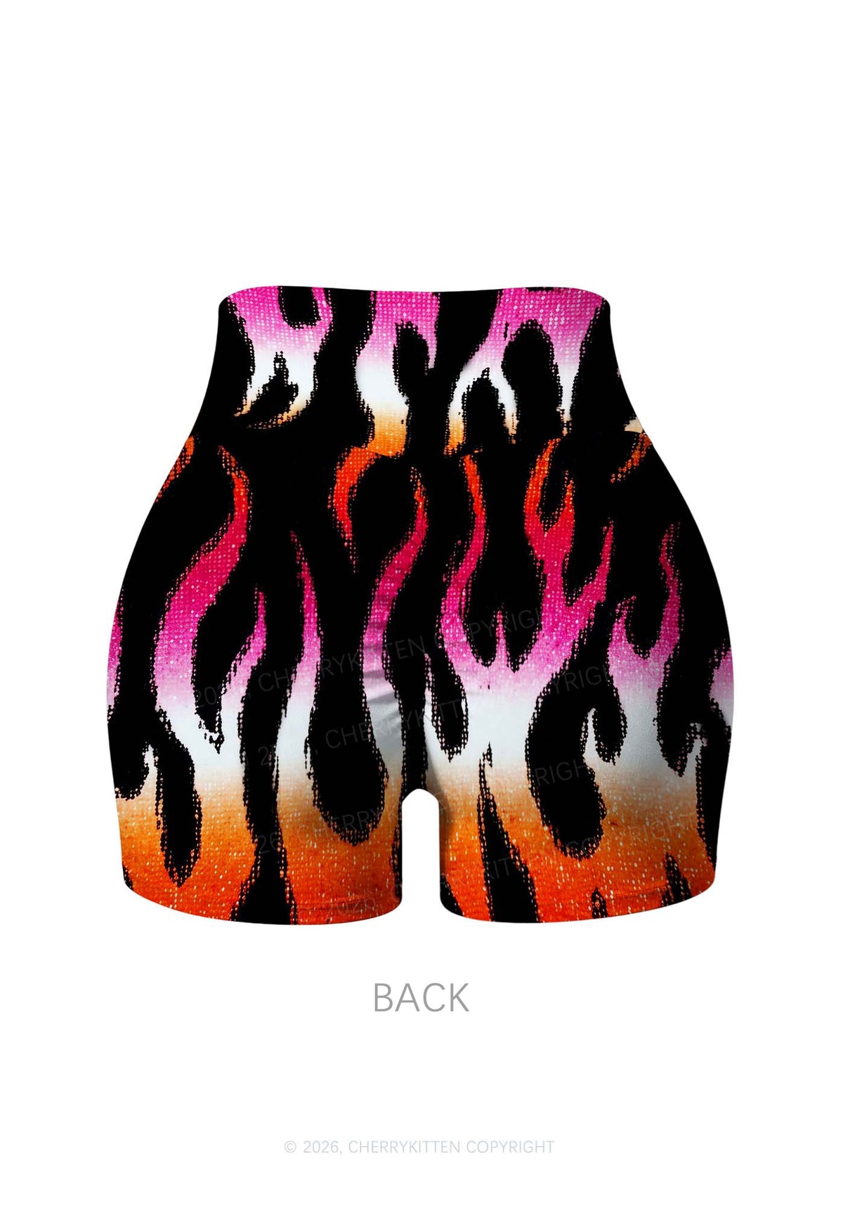 Lesbian Flame Pride Y2K Print Gym Shorts Cherrykitten
