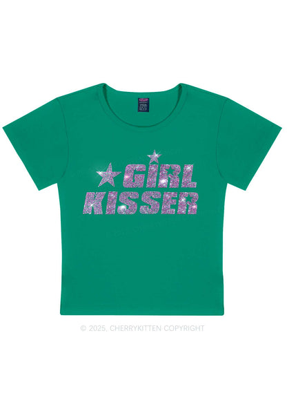 Rhinestone Girl kisser Pride Y2K Baby Tee Cherrykitten