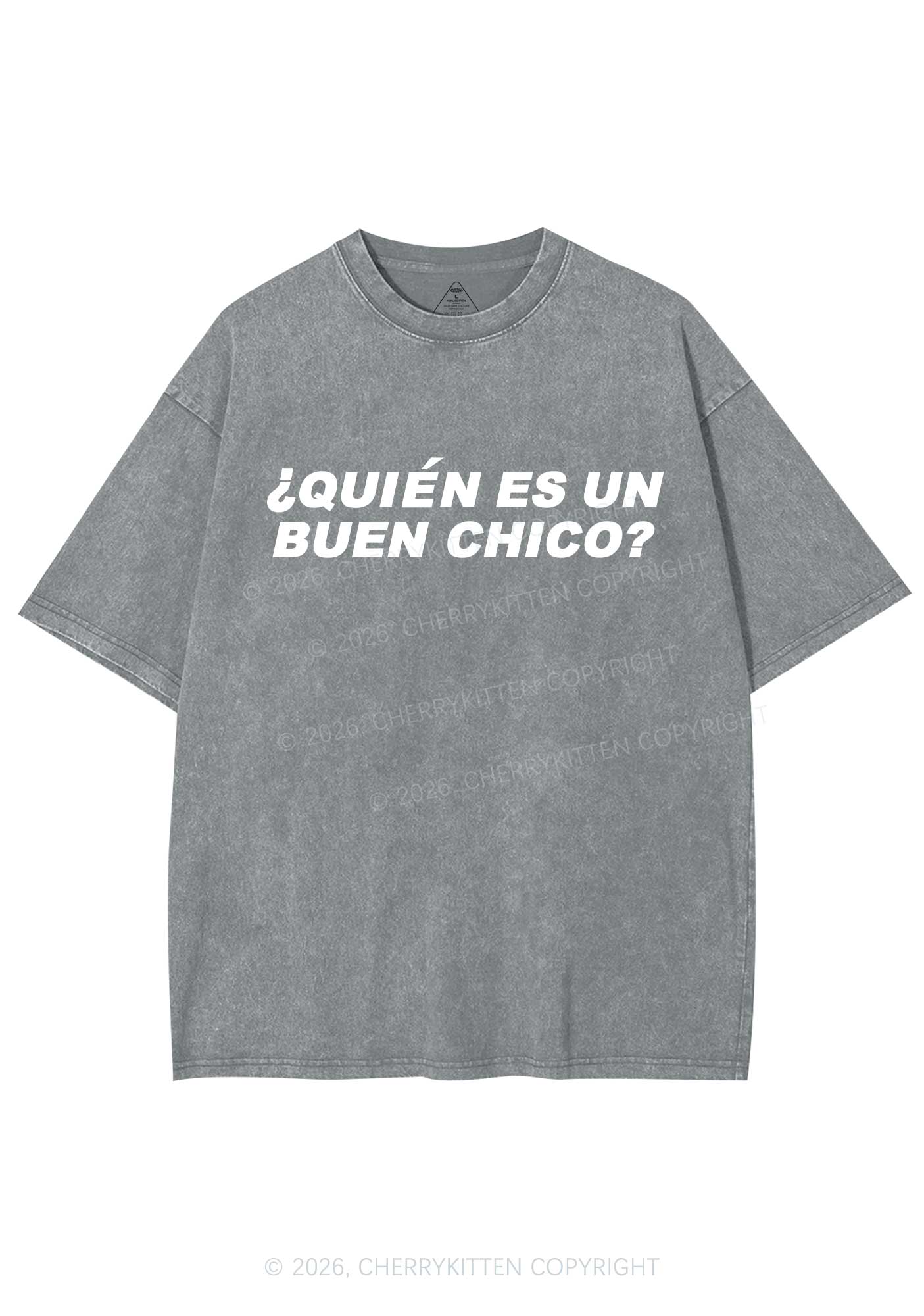 Quien Es Un Buen Chico Y2K Shirts Washed Tee Cherrykitten