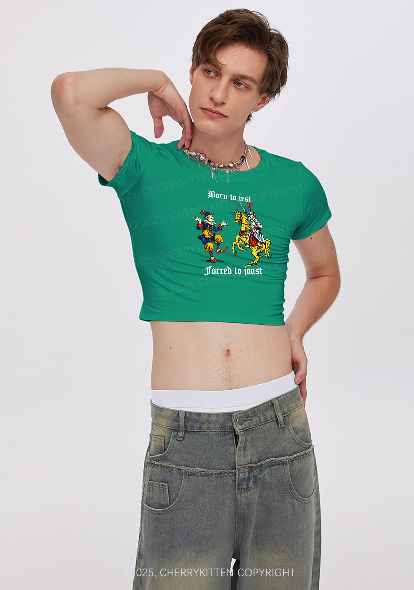 Born to Jest Forced to Joust Y2K Baby Tee Cherrykitten