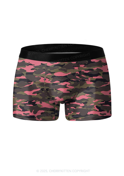 Pink Camouflage Y2K Print Men Boxer Briefs Cherrykitten