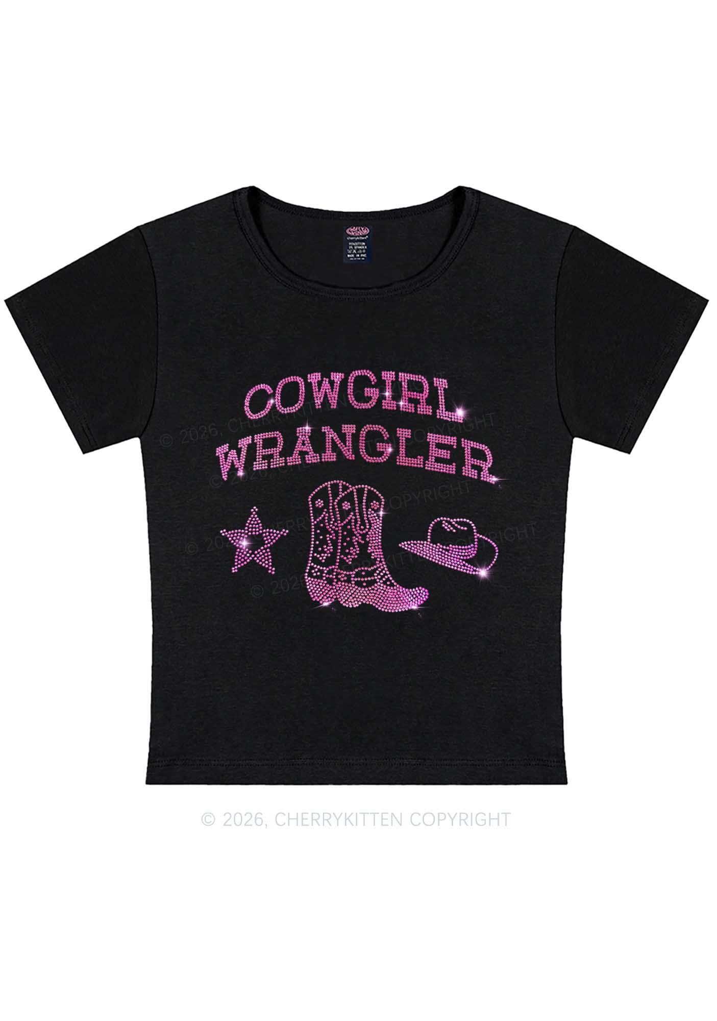 Rhinestone Cowgirl Wrangler Boots Pride Y2K Baby Tee Cherrykitten