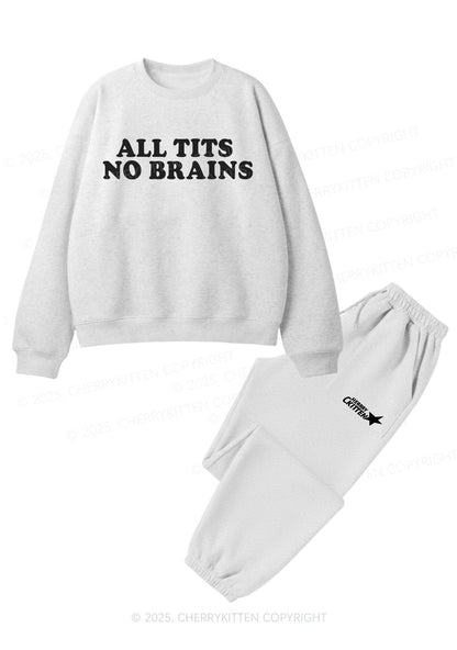 All Txts No Brains Y2K Fleece Sweatshirts Set Cherrykitten