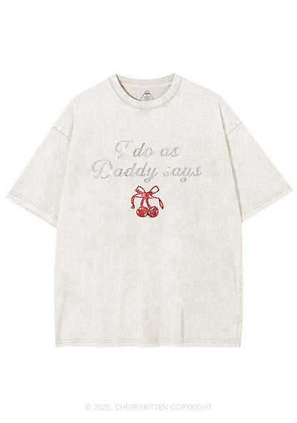 Rhinestone I Do As Daddy Says Y2K Shirts Washed Tee Cherrykitten