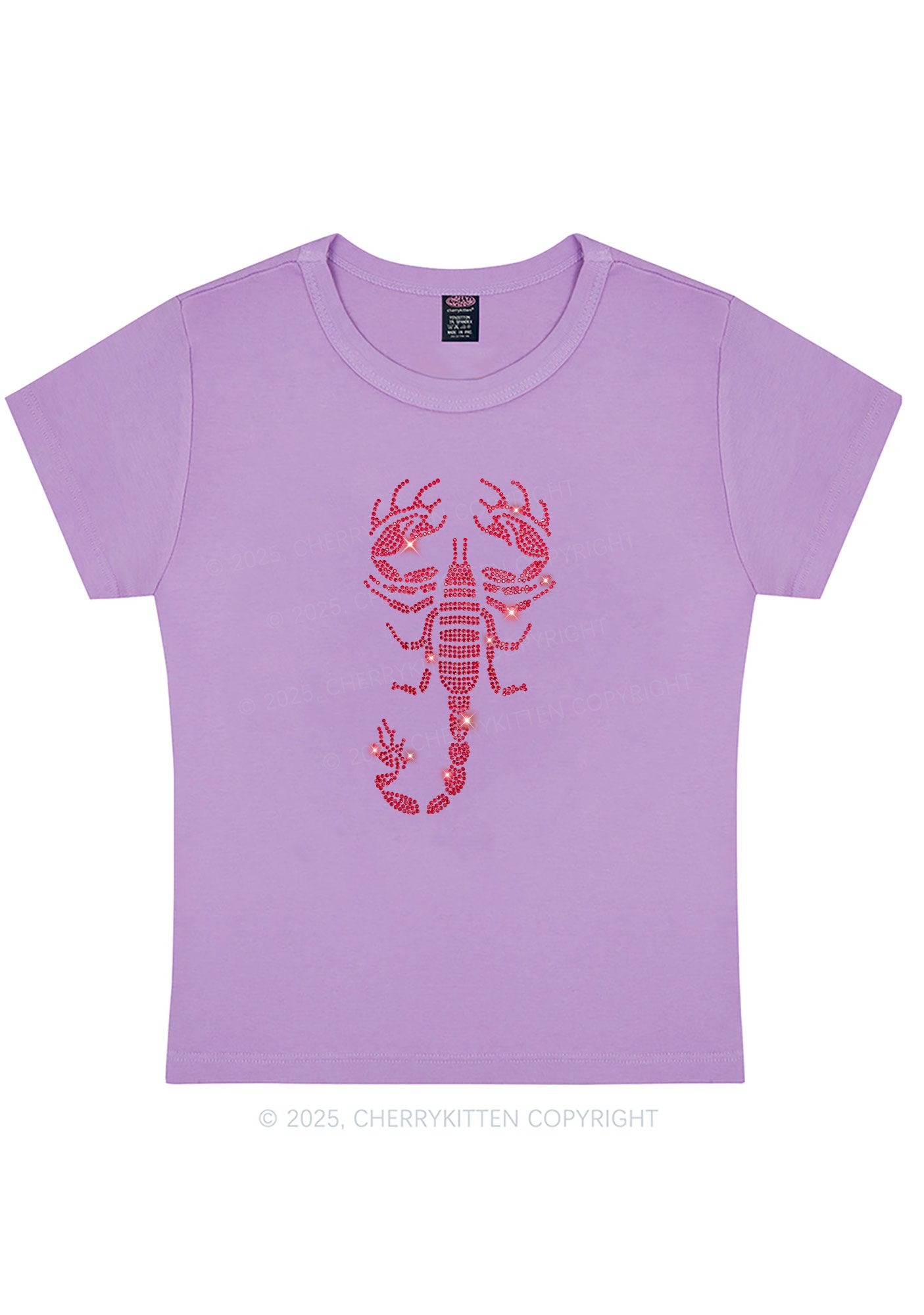 Rhinestone Red Scorpion Y2K Baby Tee Cherrykitten