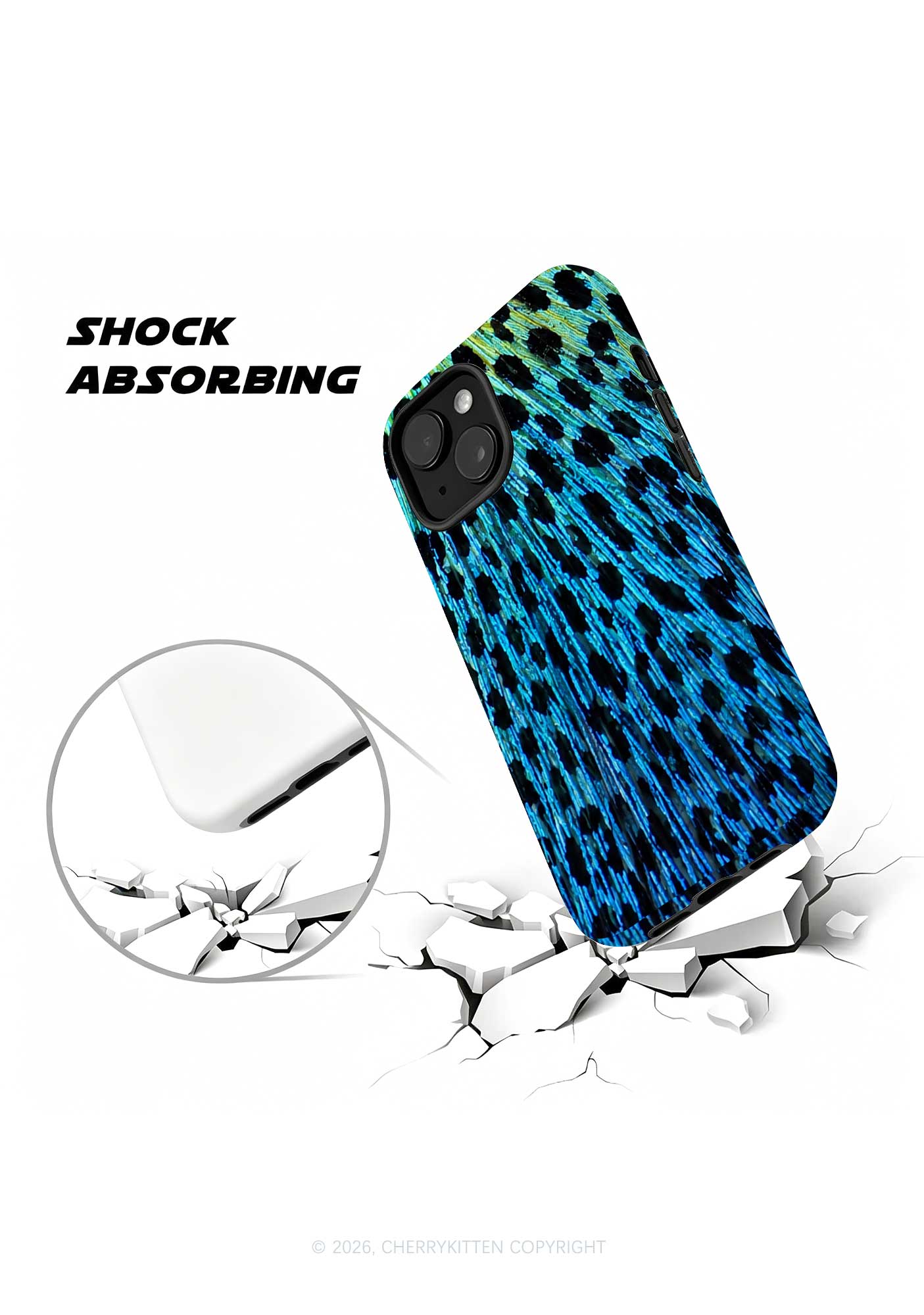 Peacock Feather Texture Y2K Phone Case Cherrykitten