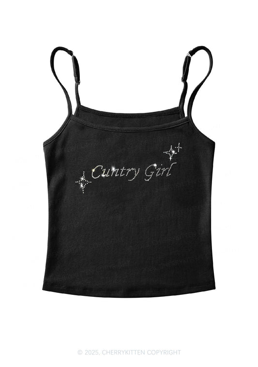 Rhinestone Cxxtry Girl Y2K Spaghetti Strap Cami Cherrykitten