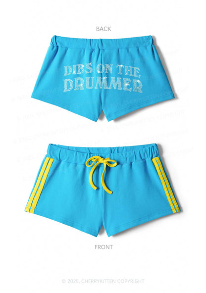 Rhinestone Dibs On The Drummer Y2K Drawstring Mini Shorts Cherrykitten