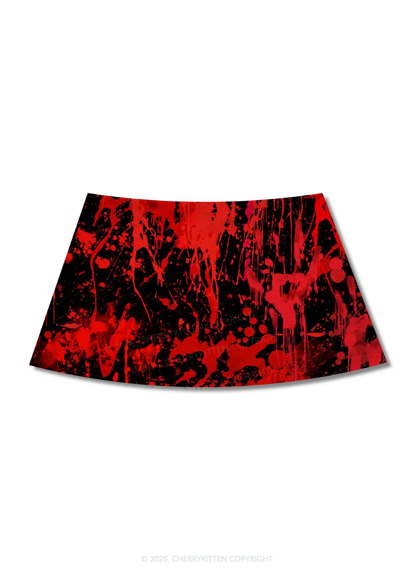 Halloween Red Blood On Black Y2K Print Mini Skirt Cherrykitten