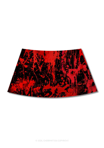 Halloween Red Blood On Black Y2K Print Mini Skirt Cherrykitten