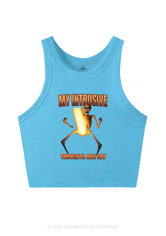 My Intrusive Thoughts Are Gay Pride Y2K Crop Tank Top Cherrykitten