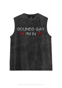 Rhinestone Sounds Gay Pride Y2K Washed Muscle Tank Cherrykitten