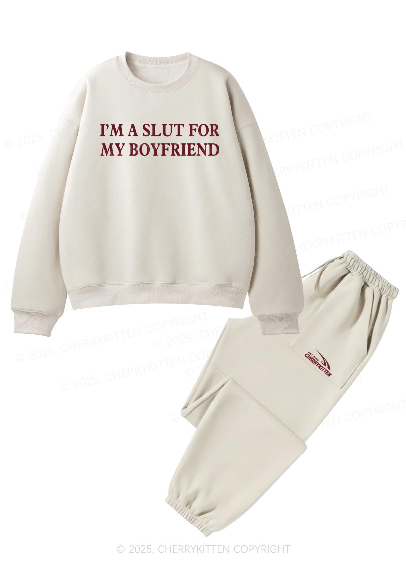Slxt For My Girlfriend Y2K Fleece Sweatshirts Set Cherrykitten