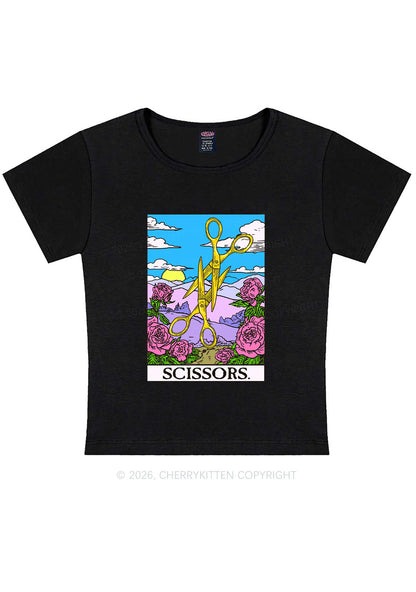 Yellow Scissors Pride Y2K Baby Tee Cherrykitten