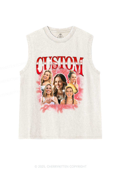 Custom Collage Portrait Y2K Washed Muscle Tank Cherrykitten