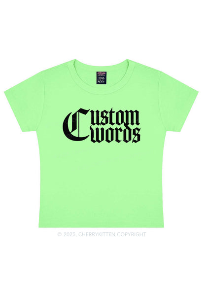 Custom Text Gothic Font Y2K Baby Tee Cherrykitten
