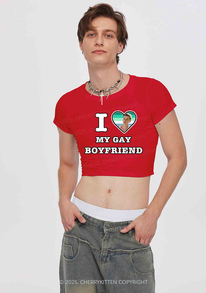 Custom My Gay BF Pride Y2K Valentine's Day Couple Shirt Cherrykitten