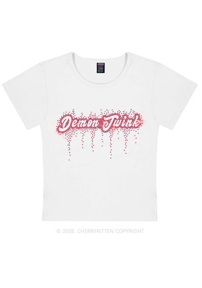 Rhinestone Demon Twink Pride Y2K Baby Tee Cherrykitten