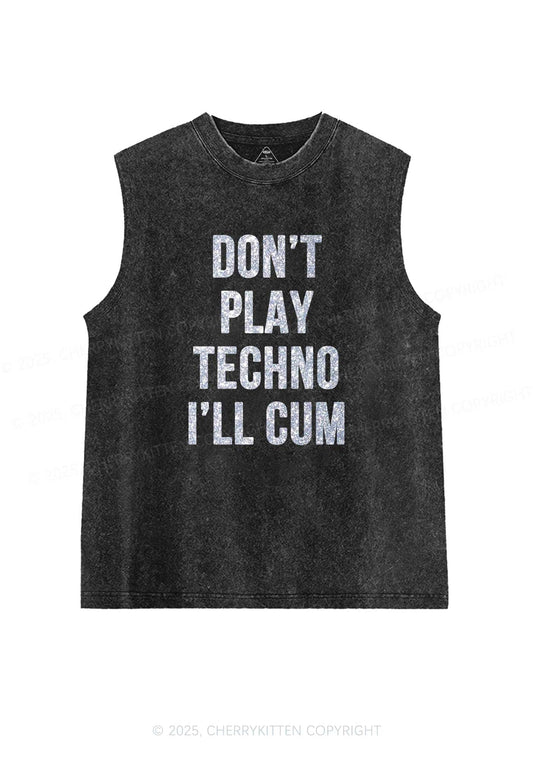 Glitter Dont Play Techno Y2K Washed Muscle Tank Cherrykitten