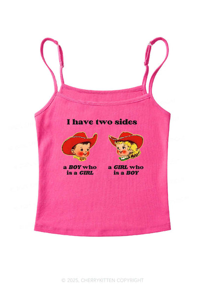 I Have Two Sides Pride Y2K Spaghetti Strap Cami Cherrykitten