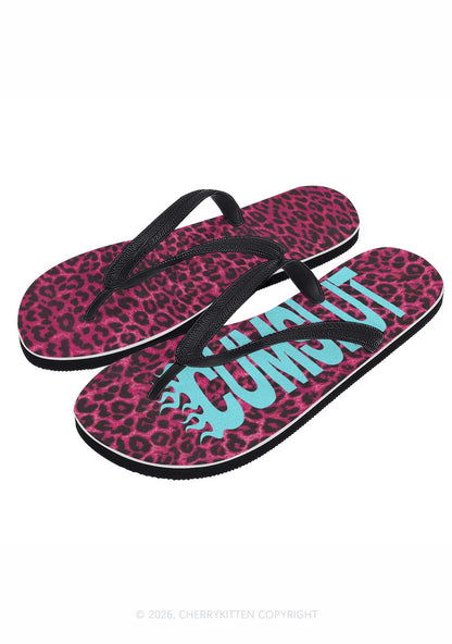 Cxmslxt Hot Pink Leopard Y2K Print Flip Flops Cherrykitten