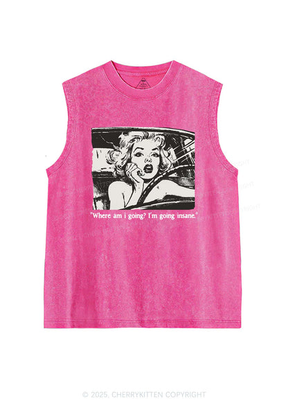 Woman Going Insane Y2K Washed Muscle Tank Cherrykitten
