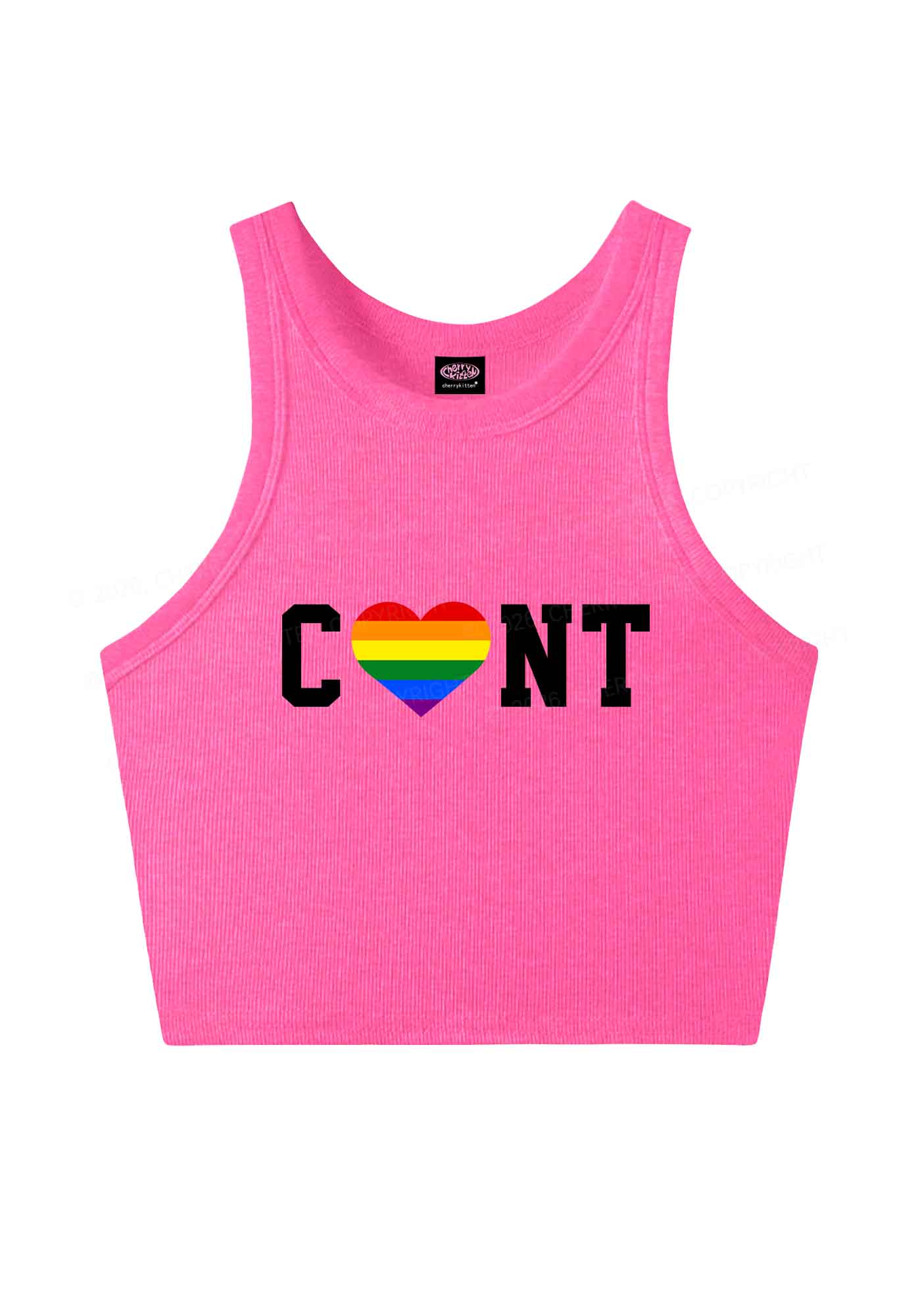 Rainbow Heart Cxxt Pride Y2K Crop Tank Top Cherrykitten