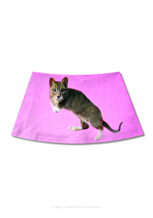 Cat Castle Lightning Y2K Print Mini Skirt Cherrykitten