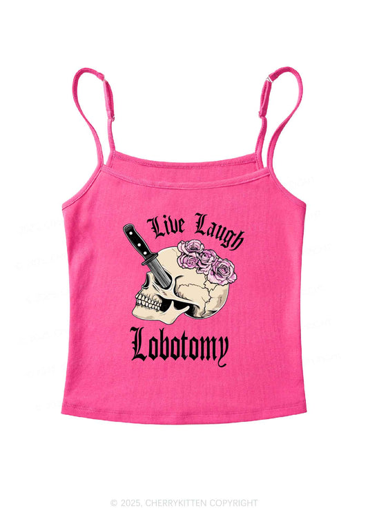 Live Laugh Lobotomy Skull Y2K Spaghetti Strap Cami Cherrykitten