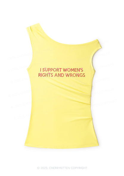 Rhinestone I Support Women Y2K Off Shoulder Tank Top Cherrykitten