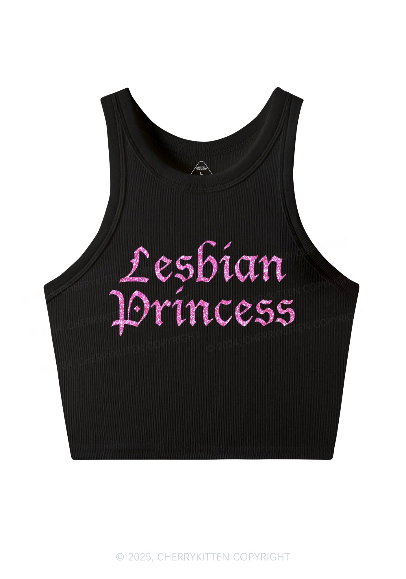 Glitter Lesbian Princess Y2K Crop Tank Top Cherrykitten