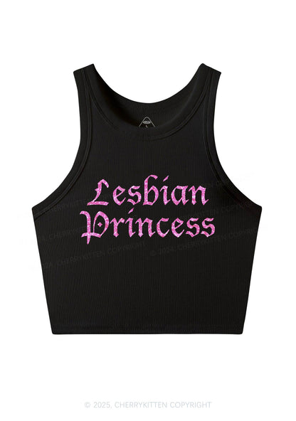 Glitter Lesbian Princess Y2K Crop Tank Top Cherrykitten