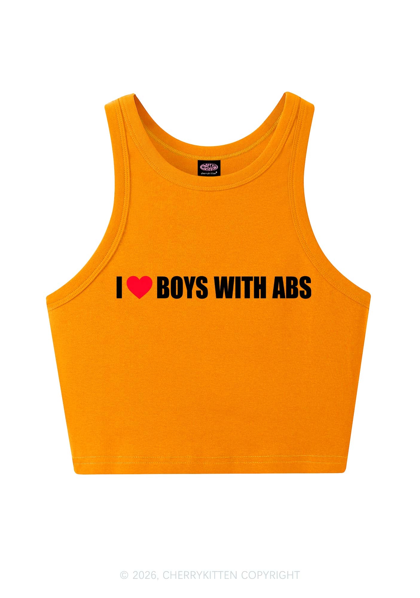 I Love Boys With ABS Y2K Crop Tank Top Cherrykitten