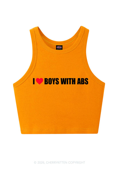 I Love Boys With ABS Y2K Crop Tank Top Cherrykitten